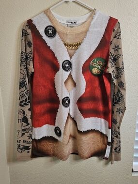 Faux Real Women’s Red Santa Vest Long Sleeve Tee